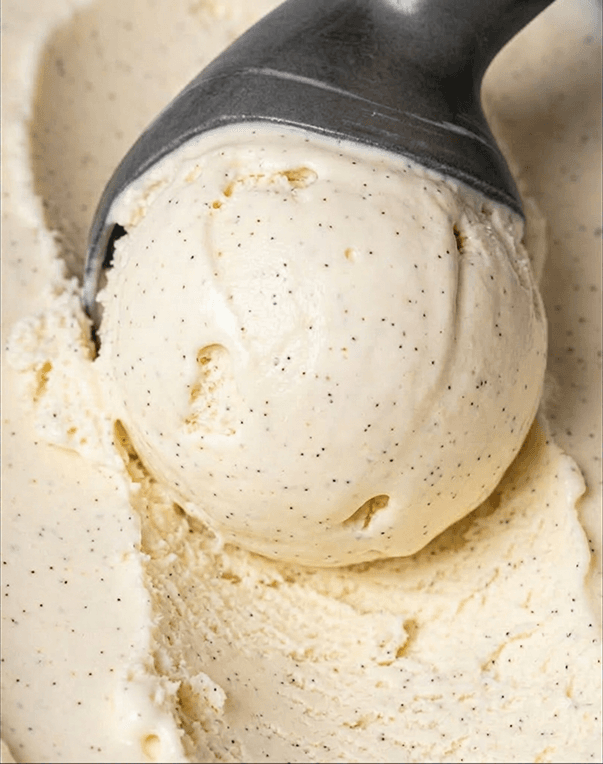 Veracruz vanilla bean ice cream being scooped